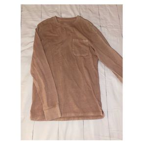 Goodfellow tan long sleeve shirt with pocket, size small